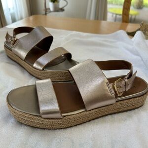 Ladies gold platform sandals